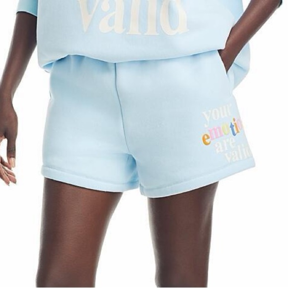 The Mayfair Group Your Emotions are Valid Light Blue Shorts